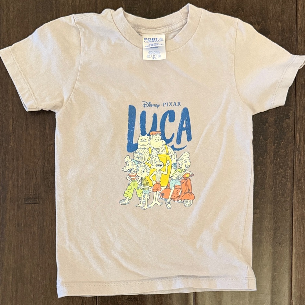 Gender Neutral Disney Pixar Rare  Luca Gray Short Sleeve Graphic Tee for Kids